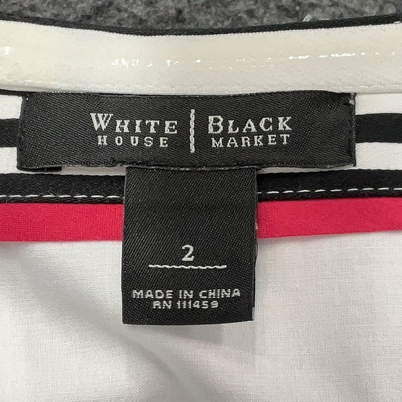 White House Black Market Striped Strapless Dress Size 2 XS Black White Pink - Picture 4 of 7